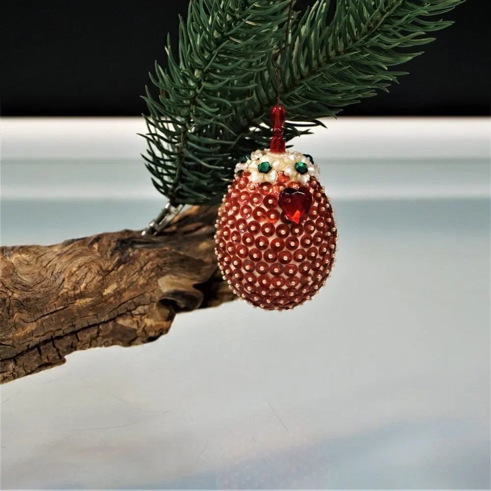 Christmas Ornament Sequined Jeweled Egg Vintage Tree Decoration
